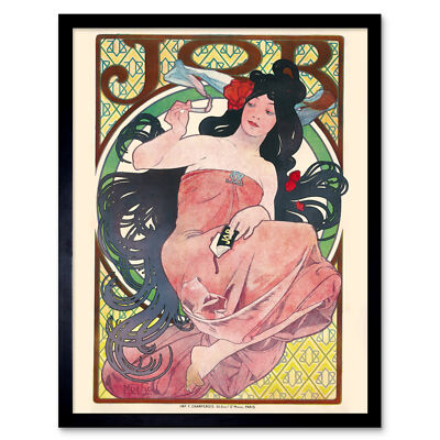Alphonse Mucha Job Kunstdruck gerahmt 12x16