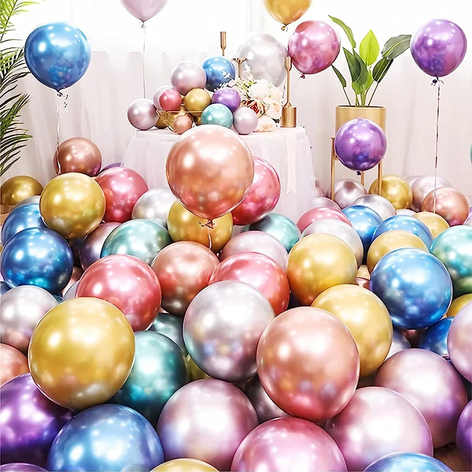 GLOBOS CROMADOS PERLA 12" Helio Látex Metálico Boda Cumpleaños Fiesta Decoración Reino Unido Foto 2 de 4