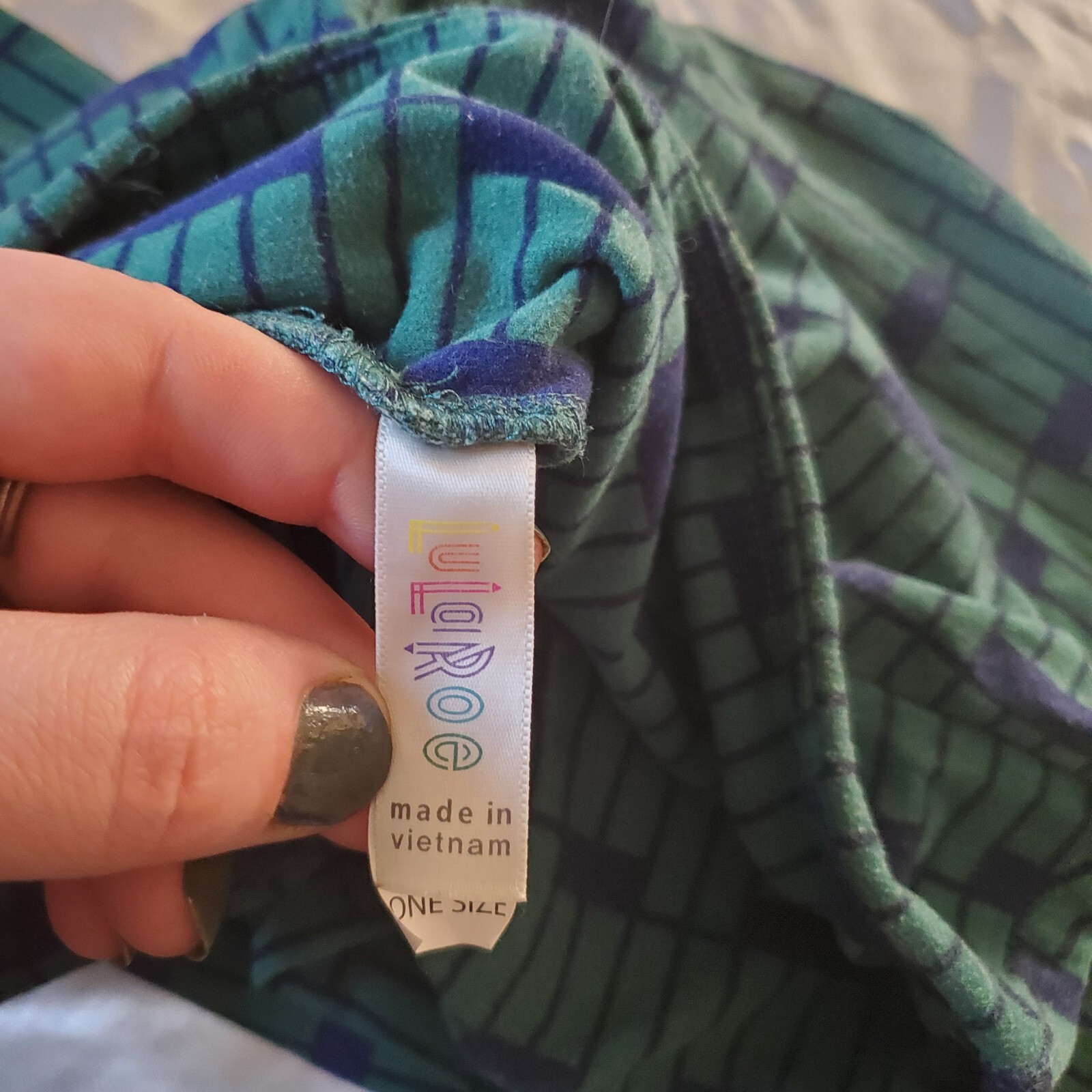 ALTRA Leggings OS LuLaRoe taglia unica stampa geometrica verde blu colorblock pianoforte