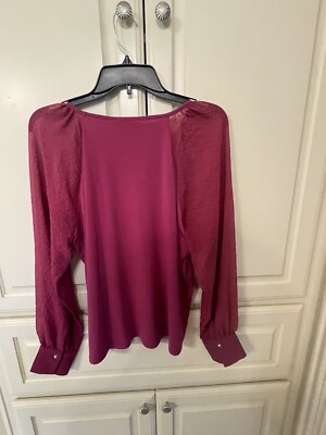 Calvin Klein Collection Women s Mulberry Long Puff Sleeves Top - Size M (NWT)