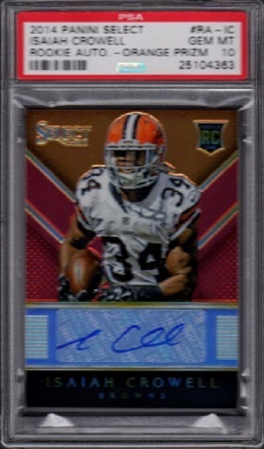 2014 Isaiah Crowell Panini Select Orange Prizm RC Rookie Auto /35 Graded PSA 10