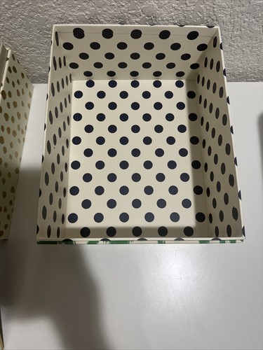 KATE SPADE Gold Flamingo Dot& Green NESTING BOXES Set Of 2 New - Picture 11 of 14