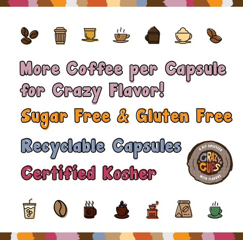 Crazy Cups Flavored Coffee for the Keurig K Cups 2.0 PB & J Sandwich 22ct - Picture 4 of 7