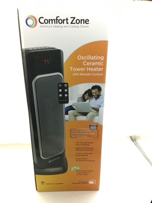Comfort Zone Ocillating Ceramic Tower Heater with Remote Control CZ523RBK-EC  | eBay
