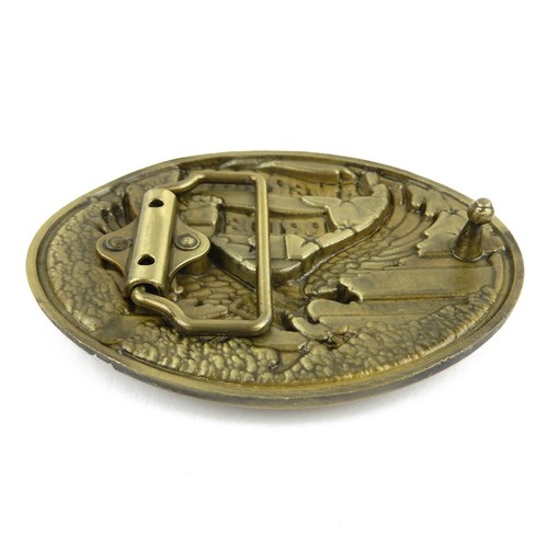American Pride Flag Eagle Belt Buckle Enamel Color Antique Bronze Fits 1.5" Belt - Picture 7 of 7