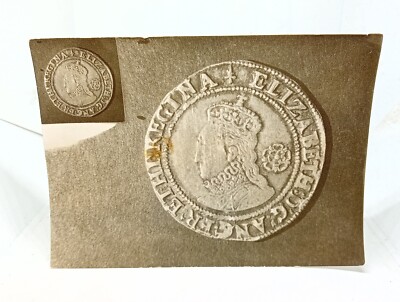 Großes Vintage Foto einer elisabethanischen Münze von Queen Elizabeth 1. Ära 1580er