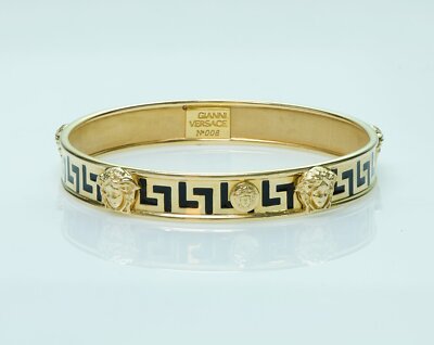 Gianni Versace Medusa 18K Yellow Gold Enamel Bangle Bracelet UK