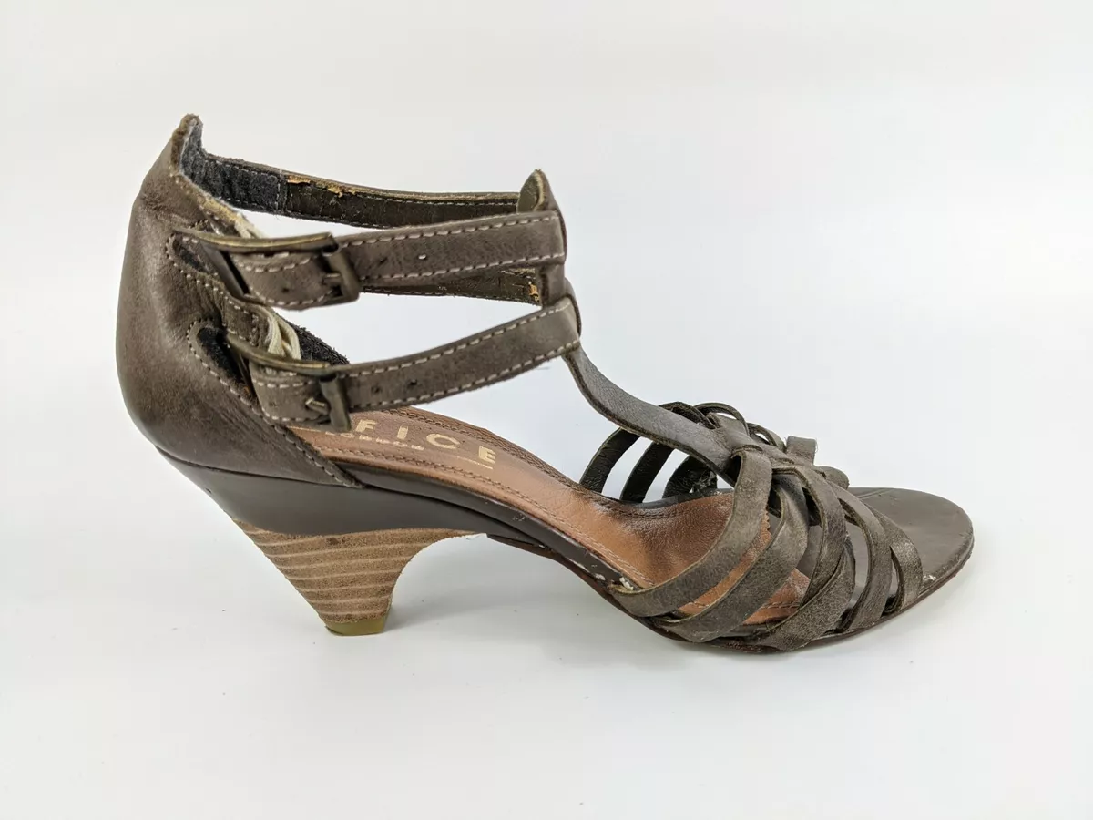 Leather mid heel sandals 2025