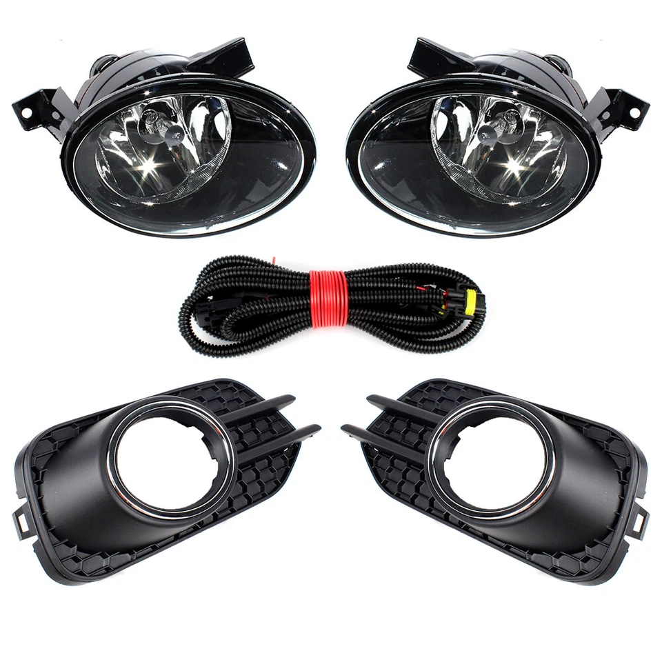 Par de luces antiniebla con bisel de rejilla para VW Tiguan 2012 2013 2014 2015 2016 2017 Foto 4 de 4