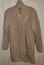 Aran Crafts 100 Merino Wool Ireland Fisherman Cardigan Cable Sweater Size S