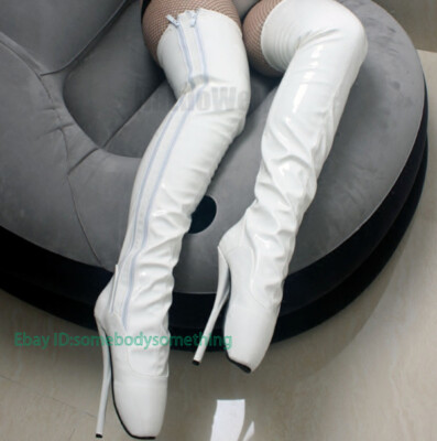 Ballet High Heels Patent Leather Over the Knee Boots 18cm Stilettos Zipper Party