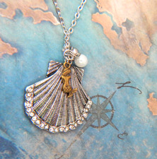 Mermaid Necklace Silver Pendant Jewelry Handmade Shell Chain Mermaid Core Gold