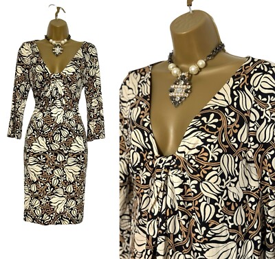 DIANE VON FURSTENBURG Tunika-Kleid Größe 6 100 % Seide lockere Passform V-Ausschnitt Blumenmuster
