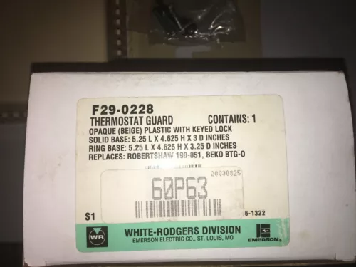 White-Rodgers F29-0228 Plastic Beige Thermostat Guard w/Keyed Lock
