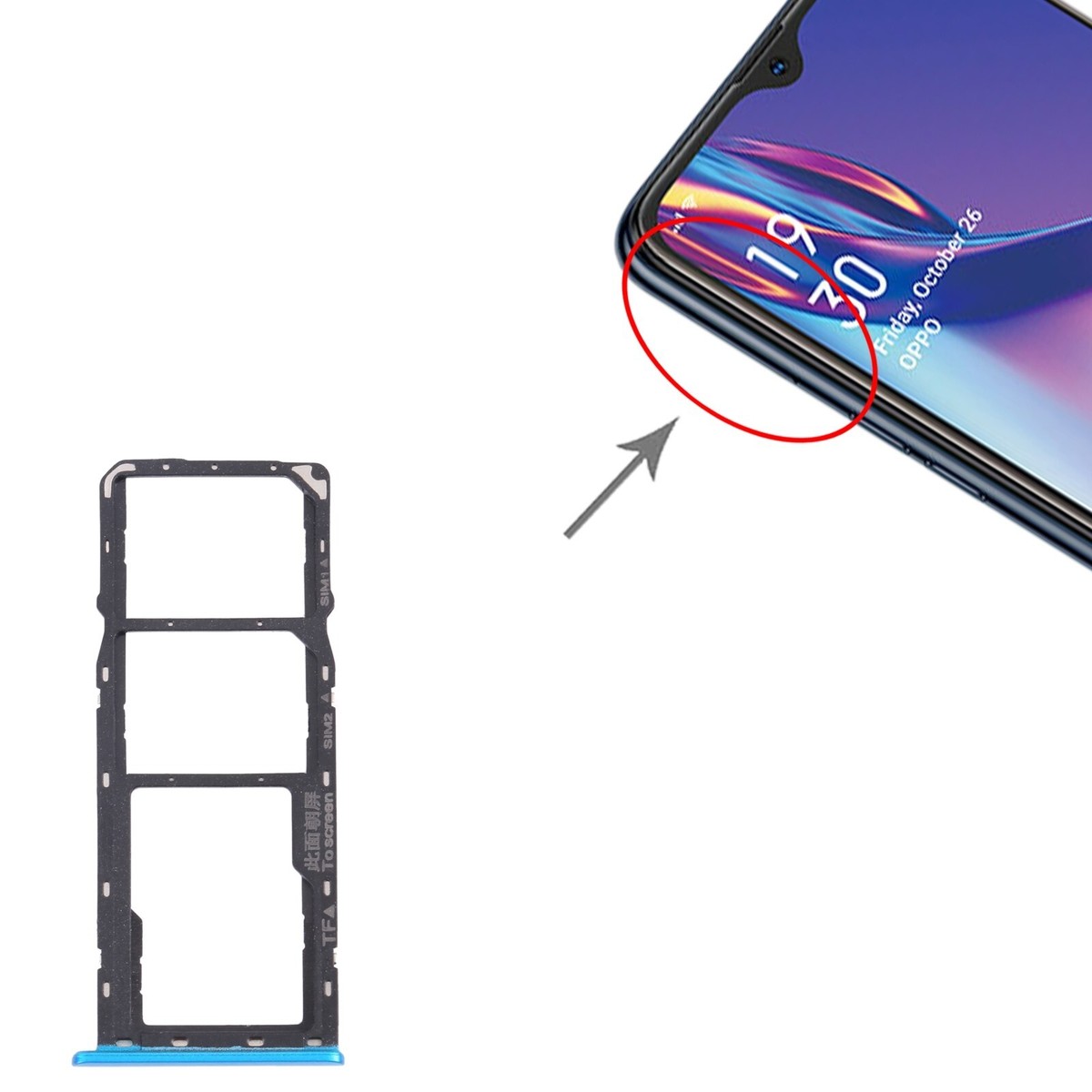 For OPPO A12 CPH2083, CPH2077 SIM Card Tray + SIM Card Tray +