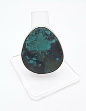 Sterling Silver Large Turquoise Bezel Set Ring Handmade