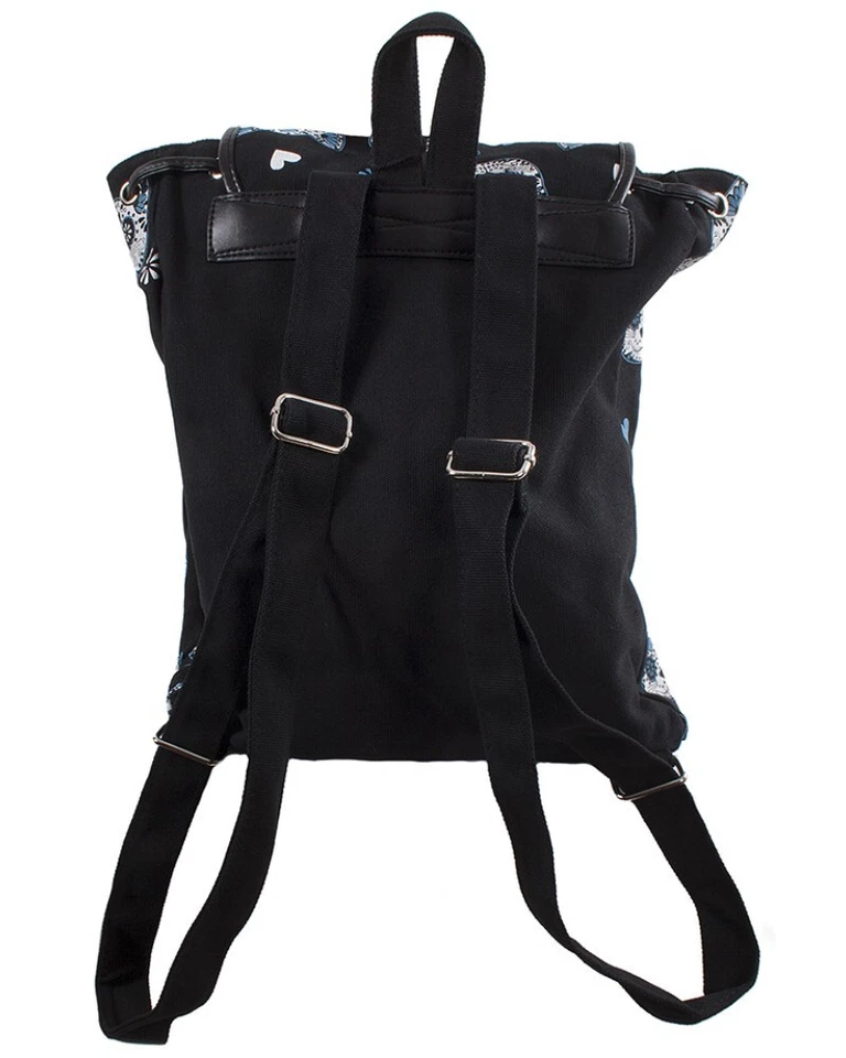 Mochila de lona de algodón con calavera de azúcar de regreso a la escuela, mochila con cordón Y2K Foto 2 de 3