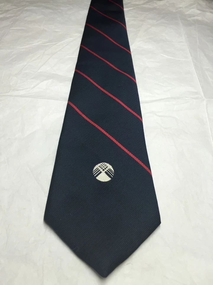 Gravata masculina WARDEN BROOKS LTD AZUL MARINHO COM LISTRAS VERMELHAS 57 X 3,5 - Imagem 2 de 3