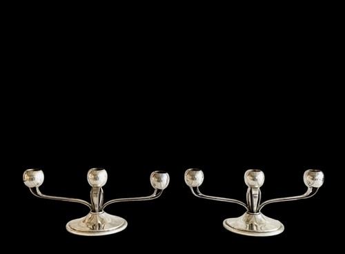 Antique Art Deco Candelabra Candlesticks 835 German Silver Jewish Judaic BWKS