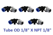 Male Swivel Elbow Connector Tube OD 1/8" X NPT 1/8" Air Push In Fitting 5 Pieces