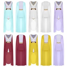 Frauen Cosplay Königin Kleid Pailletten Trim Griechisch Verkleiden Ärmellos