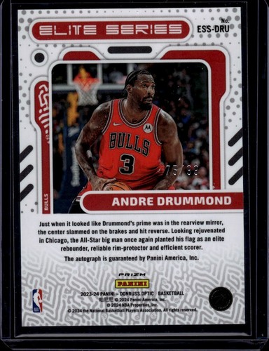 2023-24 Donruss Optic #ESS-DRU Andre Drummond Auto Elite Series Signatures #/99 - Picture 2 of 2