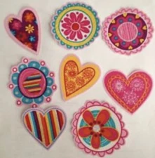 Hearts and flowers - Iron On Fabric Appliques