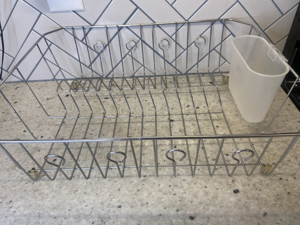 Estante de secado escurridor de platos de alambre cromado Rubbermaid grande de colección excelente estado LEER Foto 2 de 4