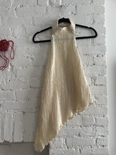 Zara open back ivory sleeveless SATIN blouse top womens Size Large NWT