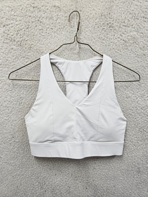 Fabletics Sport Women Medium White Padded Wireless Racerback Pullover T-Shirt