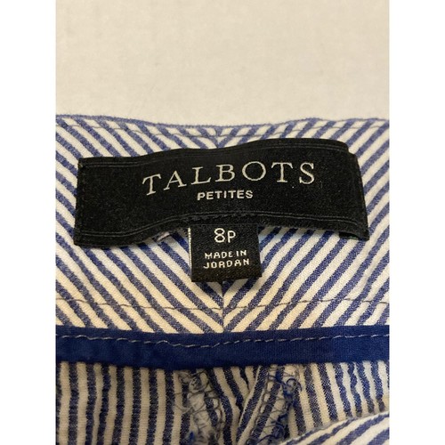 Talbot's Womens Striped Shorts "Seersucker" Size 8 Petite Blue & White Stripes - Picture 7 of 7