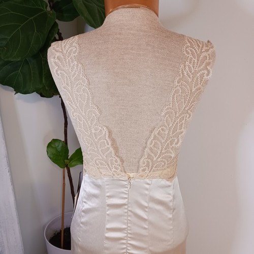Abito formale Lulus taglia small champagne maxi sirena raso pizzo panna sposa nuovo con etichette - Foto 10 di 13