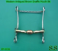 Western Antiqued Brown Snaffle Mouth Show Bit 5'' New, BT0036 