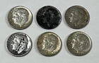 UNITED STATES Roosevelt SILVER DIME x6 *mixed dates (1951-1964) *0.723 oz