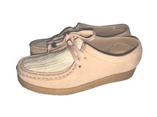 Clarks Originals Womens Wallabee Size 8.5 M Pink Leather / Raffia Lace Up Shoes