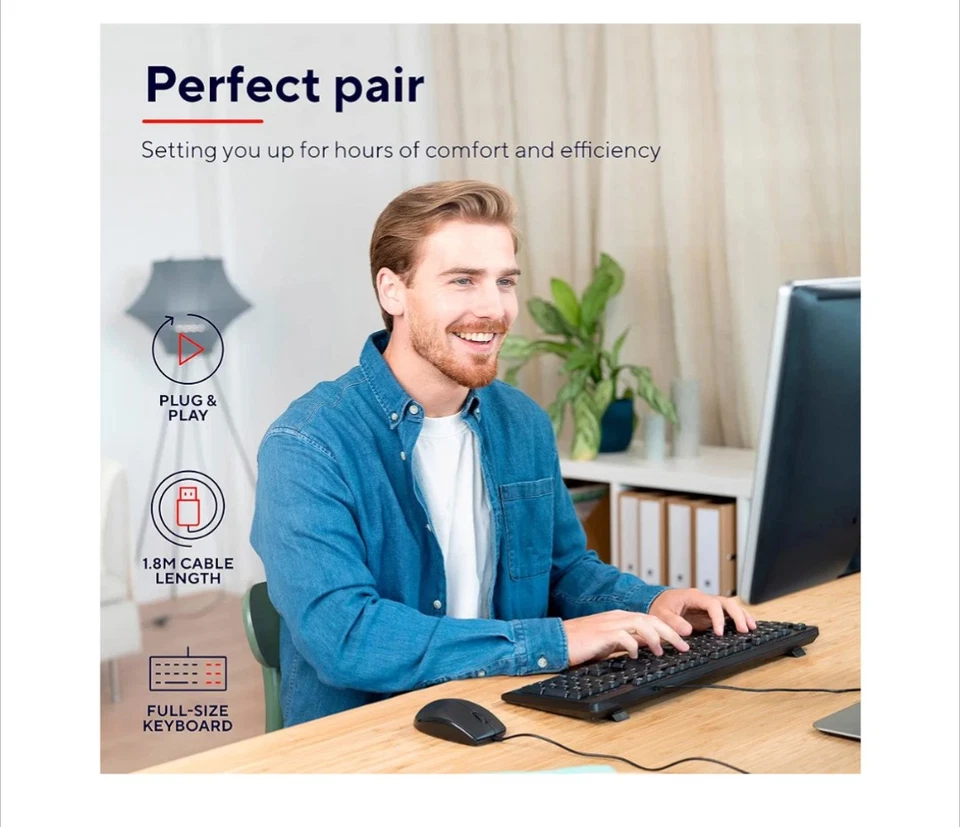 Trust Taro Wired Keyboard and Mouse Set - Qwerty UK Layout, Full-Size Keyboard - Image 2 of 4