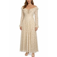 Vintage 70s Lillie Rubin Lace Prairie Maxi Dress Cream Cottagecore 14