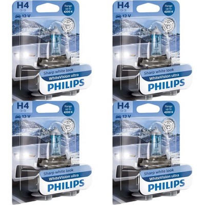 4x Philips WhiteVision ultra H4 Halogen 60/55W 12V Autolampen Glühlampen