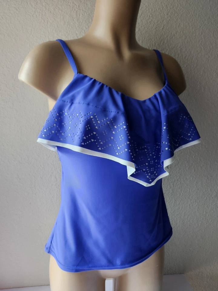 Camiseta Tankini Croft & Barrow con Volantes Talla 6 Azul Violeta Foto 2 de 4