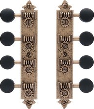 Golden Age A-style Mandolin Tuners, Relic brass with black knobs