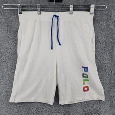 Polo Ralph Lauren Shorts Boys XL 18-20 White Graphic Terry Polo Logo Drawstring