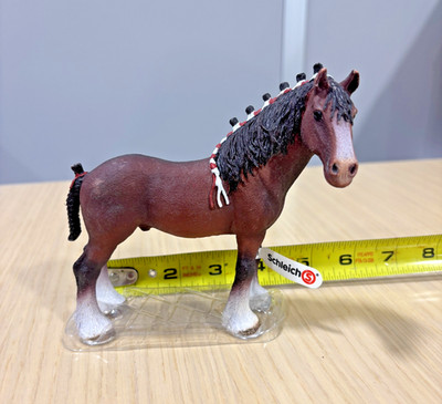 NWT Schleich Draft Horse Brown White Socks Braided Mane Farm Animal Figure Toy
