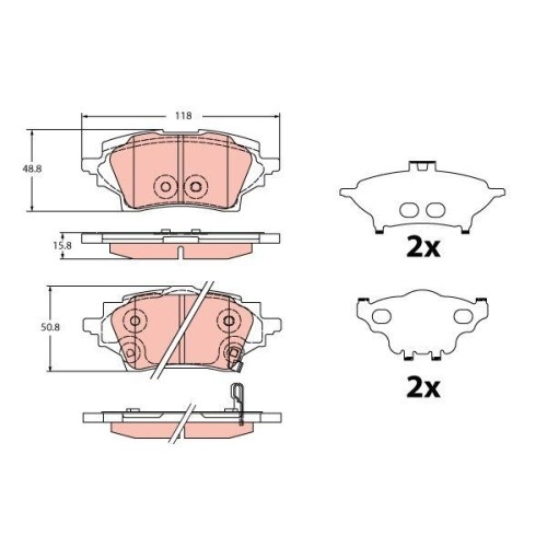 Plaquettes de frein TRW GDB2344 pour Toyota, freins à disque d'origine
