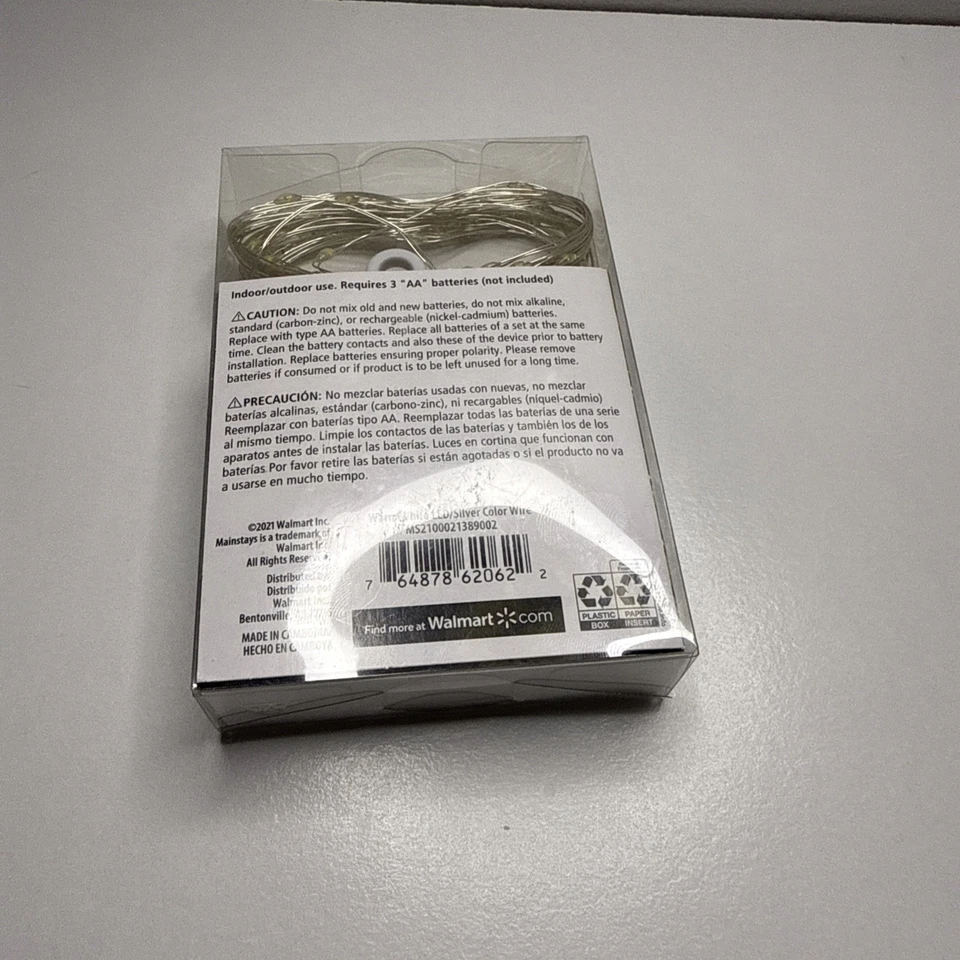 Mainstays Battery-Operated Indoor 50-Count LED Warm White Wire Lights, - Image 3 of 4