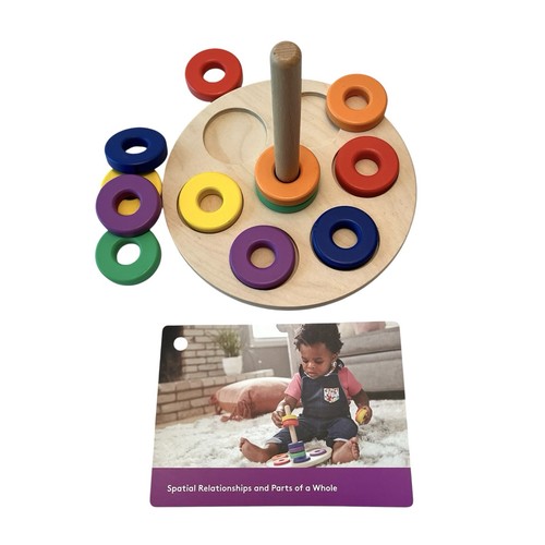 Lovevery Flexible Wooden Ring Stacker Puzzle & Info Play Card 13M+ Montessori