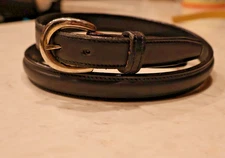 WOMENS BELT Black Tory English Bridle Leather Narrow 3/4" wide SZ 32/ SM  333