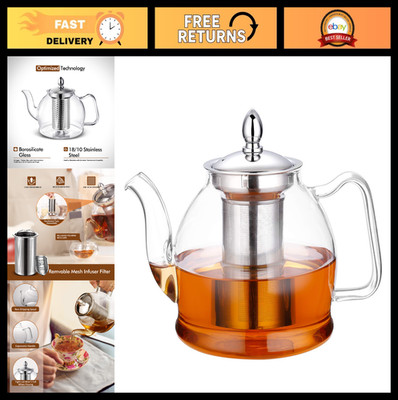1000ml Glass Teapot with Removable Infuser, Stovetop Safe, Loose Leaf Tea Maker