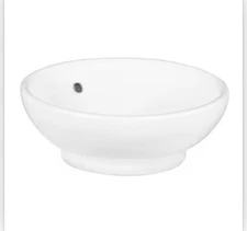 Glacier Bay Zale 16 in Round Vitreous Vessel Sink in White Bathroom Kitchen Sink