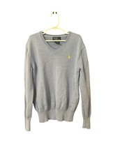 Polo Ralph Lauren Kids Sweater Size 8 Blue V Neck Cotton Kids Boys