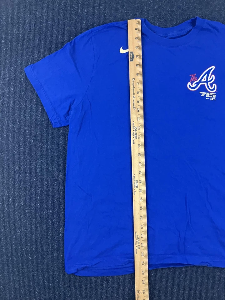 Camiseta Atlanta Braves Para Hombres XL Azul MLB Béisbol Nike Hank Aaron 715 Camiseta Foto 4 de 4